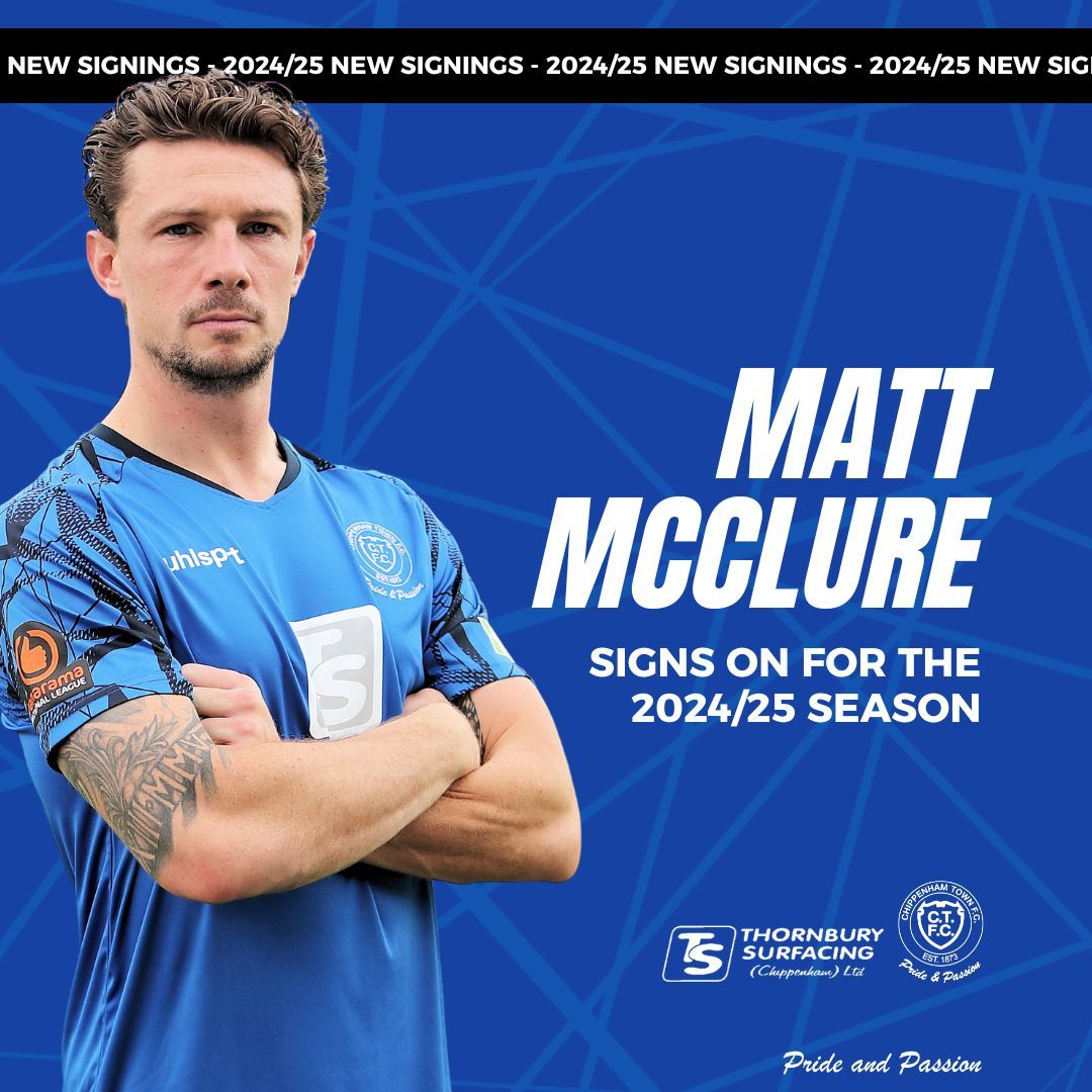 📰 | 𝗠𝗠𝗖 𝗥𝗘𝗧𝗔𝗜𝗡𝗘𝗗 😍

Chippenham Town are delighted to announce that Matt McClure has agreed terms and signed on for the 2024/25 season!  🔒 

#BlueArmy 💙