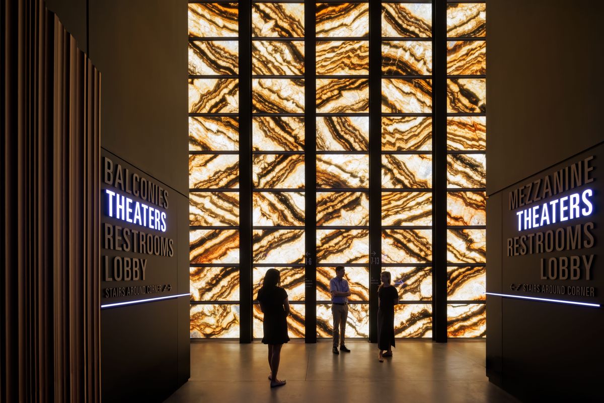 Architizer's tweet photo. PAC NYC's design features adaptable theaters and a translucent marble facade, creating flexible spaces that reveal the building's creative energy. 

Details: https://t.co/SEl1pcEnBD |  📍 New York, NY, US #ProjectOfTheDay#ArchitizerAwards https://t.co/MQRTomp2qj