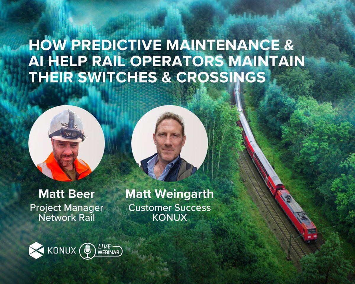 AI and predictive maintenance for rail?

S&amp;C account for 20%+ of infrastructure related delays. Yet, Network Rail prolonged asset lifetime and empowered their employees to make maintenance more efficient.

Learn how on the 13th of June at 12pm GMT

resources.konux.com/ai-in-rail-kon…