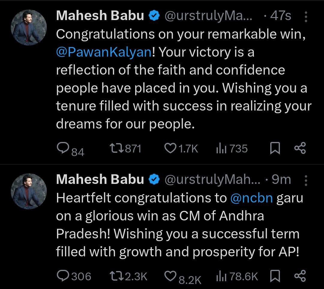 GulteOfficial's tweet image. #PawanKalyan's victory is a reflection of the faith and confidence people have placed in him.

- #MaheshBabu

#APElections2024