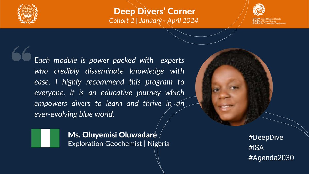 We are thrilled to share the inspiring journey of Ms. Oluyemisi Oluwadare, from #Nigeria, who recently completed the #DeepDive Programme, ISA´s exclusive e-learning platform.

#StudentSuccess #ISADeepDive #ProfessionalGrowth #Inspiration #Nigeria #UNCLOS