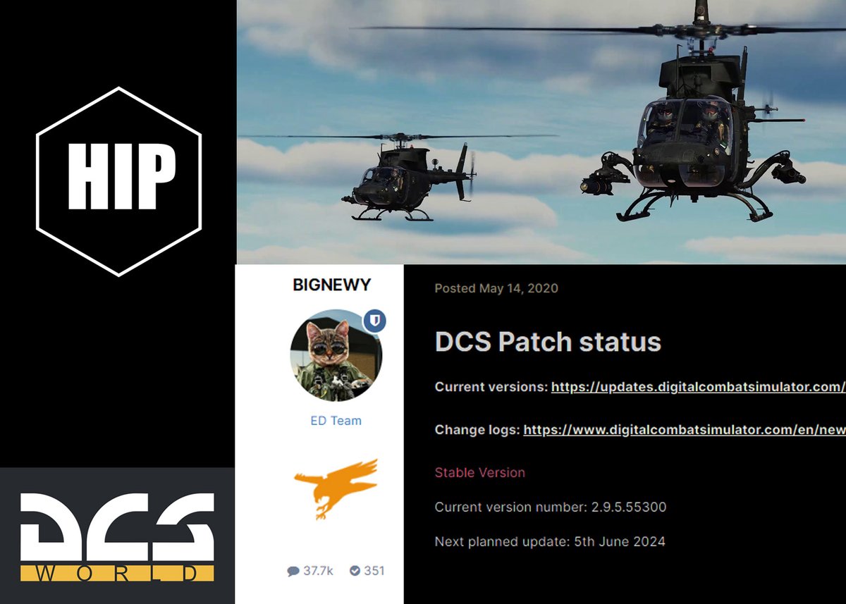 HIPGamesTV's tweet photo. Patch Day TODAY? Bring in the next update with the Kiowa and more performance improvements for the F4E Phantom II by Heatblur. Stay tuned #hipgames #dcs #update #kiowa #polychop #f4ephantom https://t.co/68E4kcVyaA