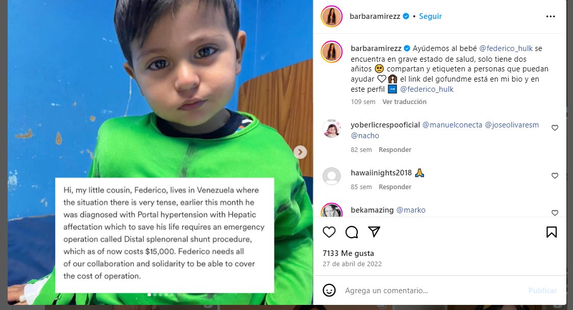 Esto publico barbara ramirez sobre la ayuda del bebe federico para que compartan esta buena noticia de parte de ella