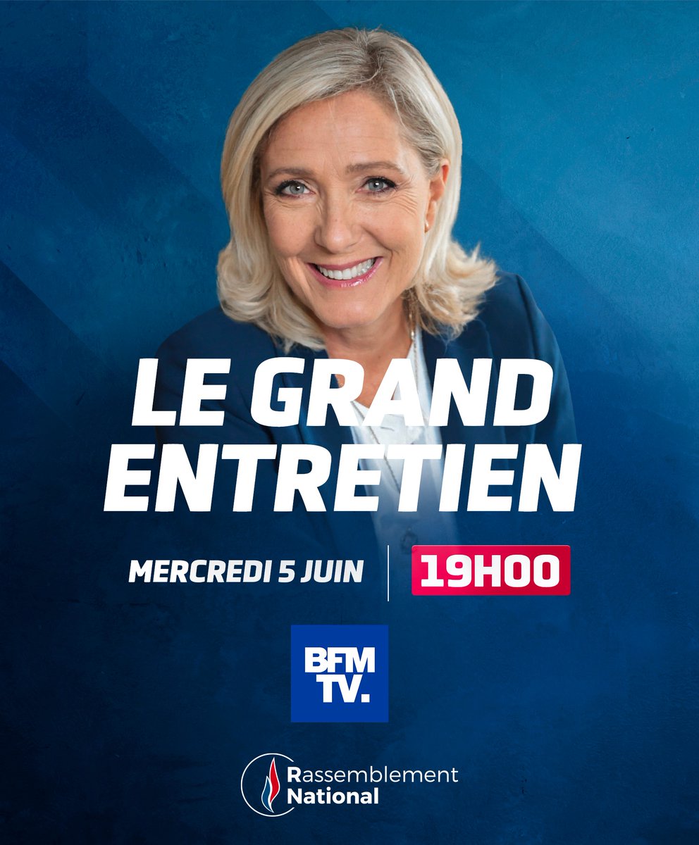 MLP_officiel's tweet photo. Je serai ce soir à 19h l'invitée de BFMTV ⤵️ https://t.co/ZhITSGZdG7