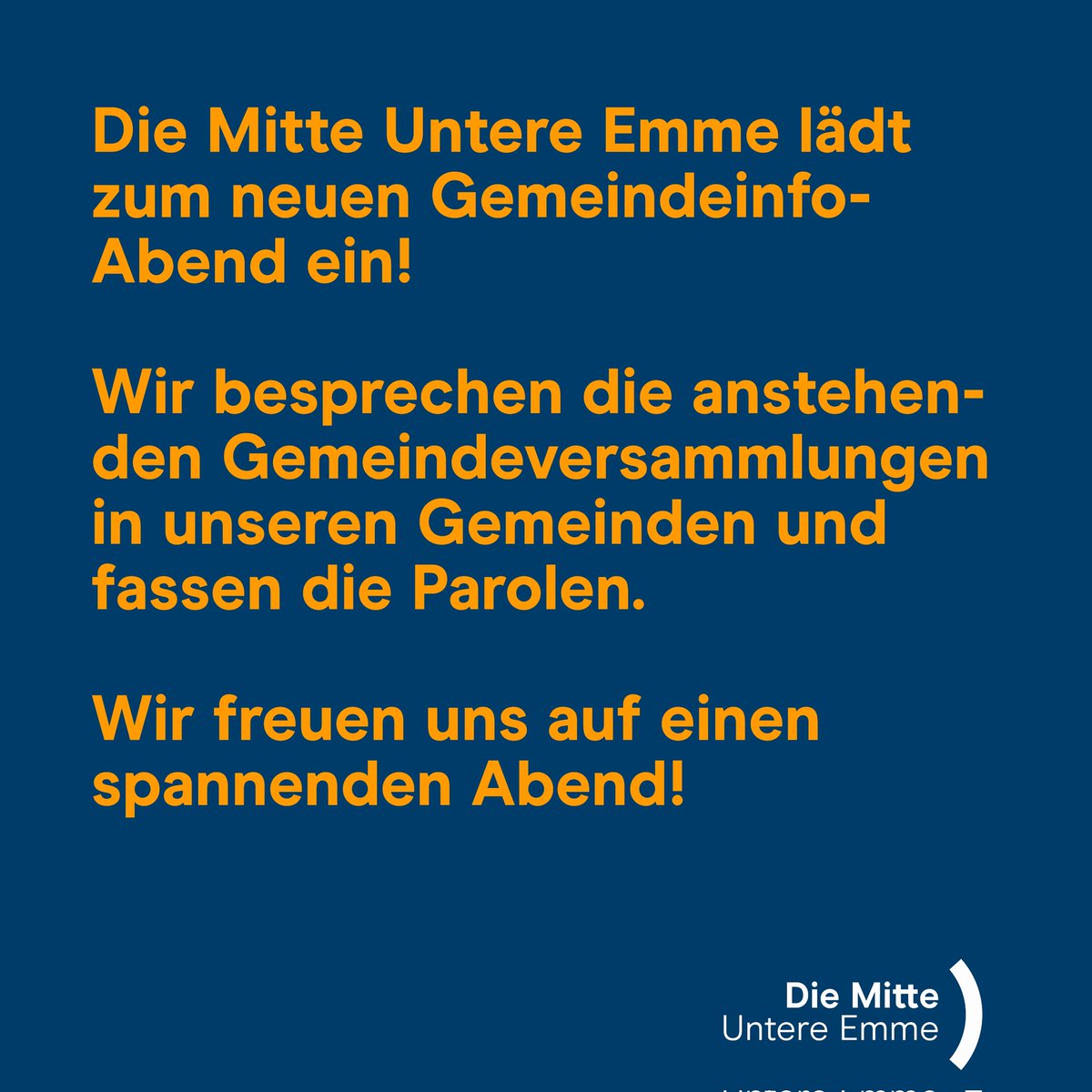 Der neue #GemeindeinfoAbend, welcher heute im Bären in Utzenstorf zum ersten Mal stattfindet, soll die Ortsgruppen stärker verbinden - und den Austausch fördern. Wir freuen uns auf einen tollen Abend! #DieMitte #UntereEmme 9