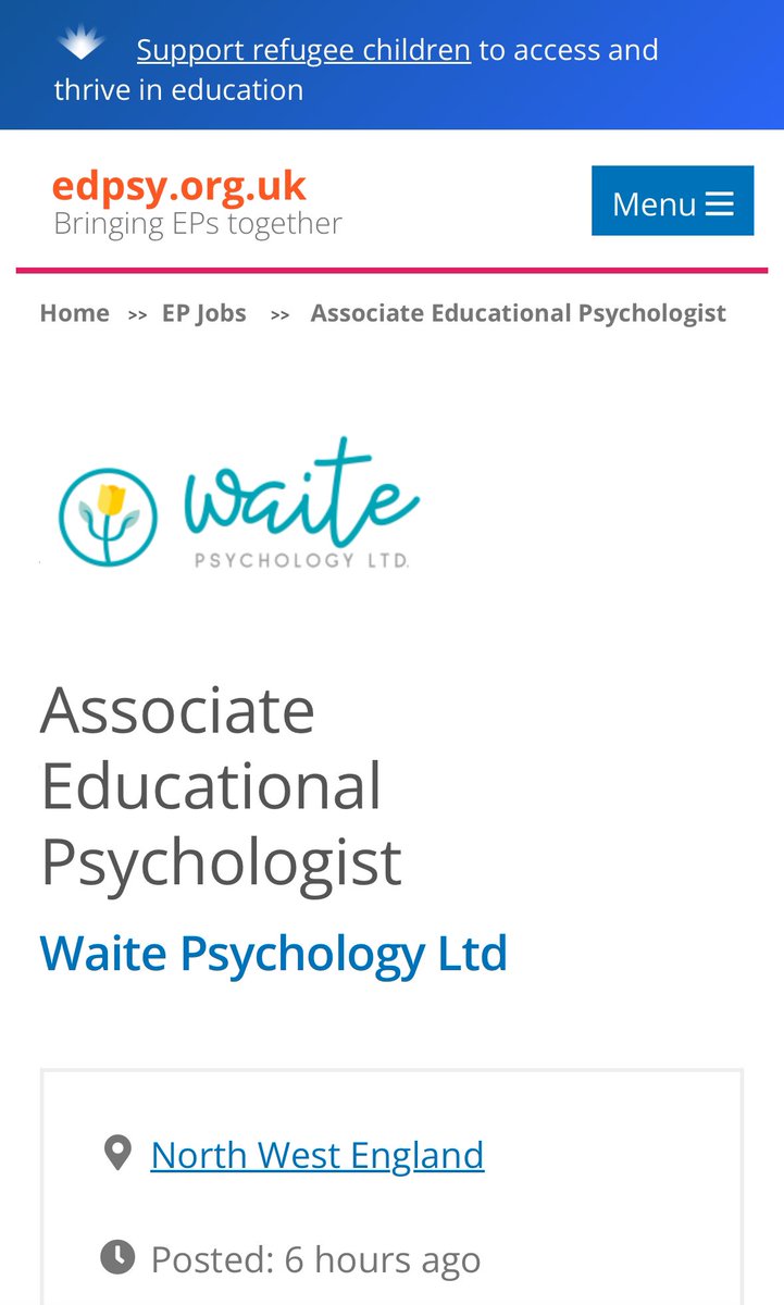 Please share and like for us 🙏💕🙏

Our advert is live thanks to edpsy.org.uk

JOIN THE TEAM 🙌

For an informal discussion please get in touch with Jen at jennifer@waitepsychology.co.uk and see below for more information. 

edpsy.org.uk/job/waite-psyc…

#twittereps