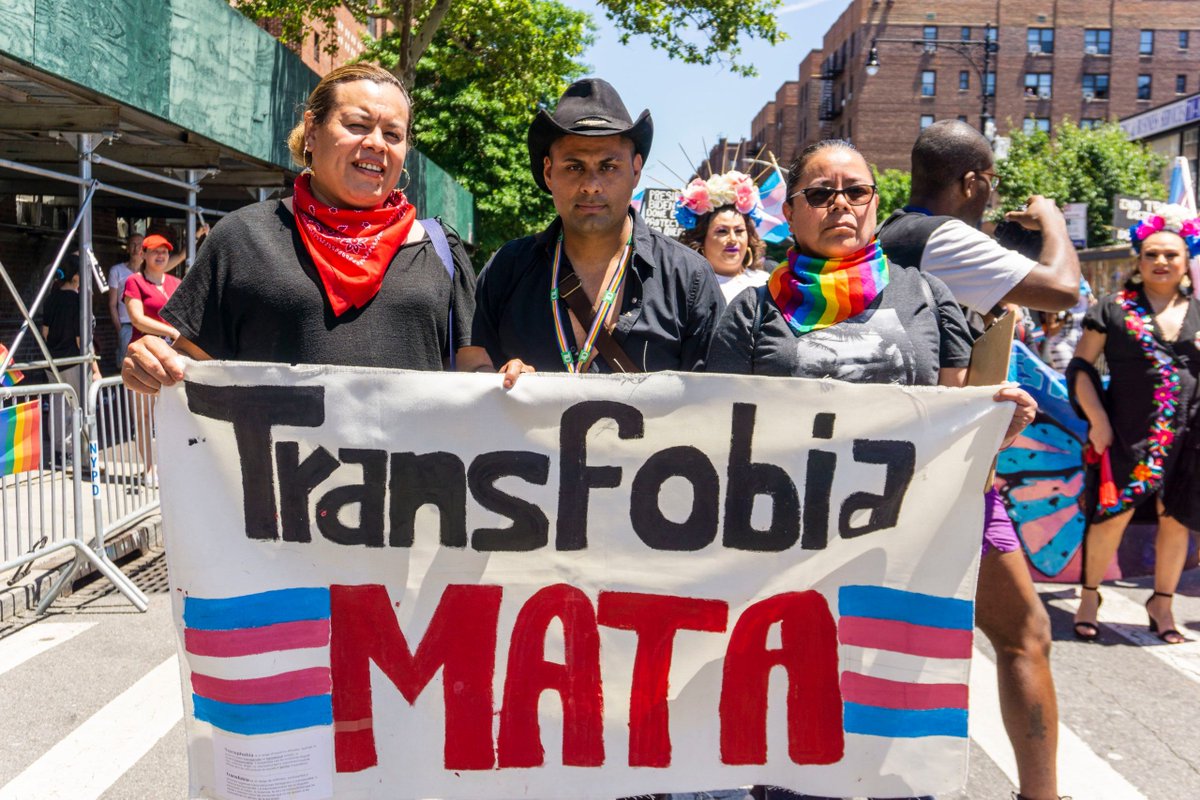 YOCCFund's tweet photo. Members of @MaketheRoadNY's Trans Immigrant Project (TrIP) proudly participated in this year's Queens #Pride Parade. TrIP amplified the voices of trans communities, advocating for an end to police violence and hate crimes against sex workers. Learn more: https://t.co/nbqUMCXcBq https://t.co/sYGL0pFcbQ
