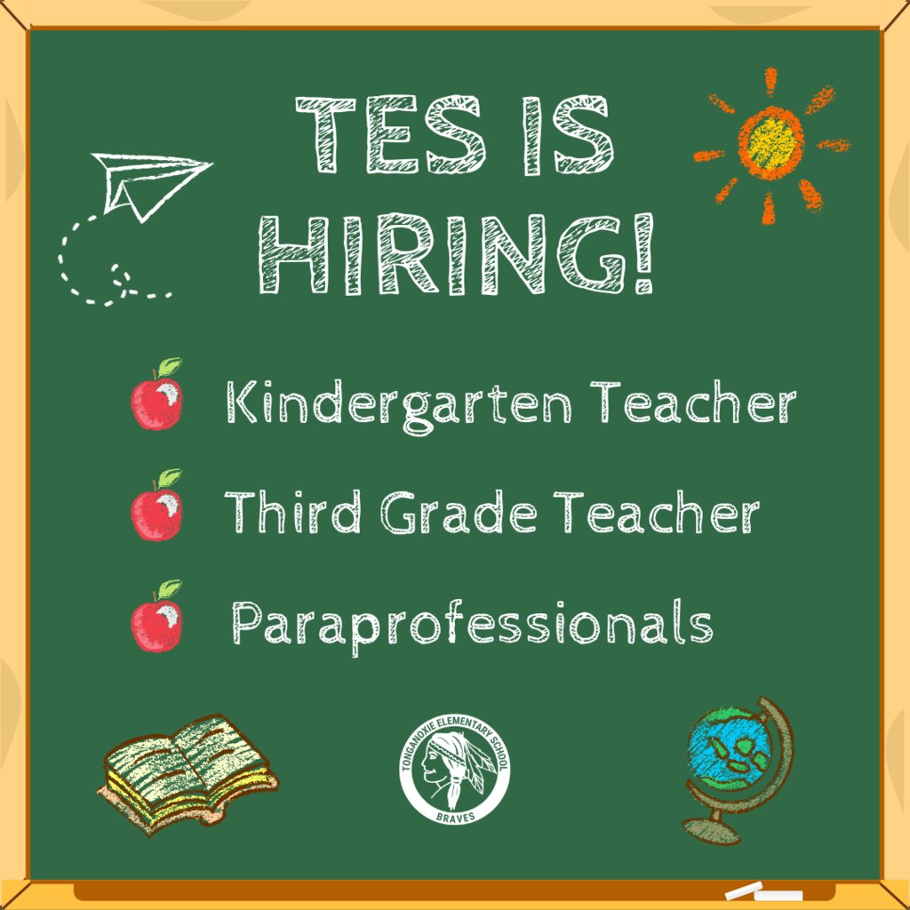 TongieElem's tweet photo. New this week - awesome opportunity to teach kindergarten at TES! Apply online now at https://t.co/9FSzSEAMdC. #NowHiring #tongienation #usd464 https://t.co/AUnjmYHynH