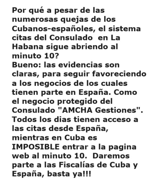 MarioLuisPere20's tweet photo. @fiscal_es Los exortamos a investigar la red de corrupcion que hay alrededor de las citas de tramites en el @ConsEspLaHabana, pues los grupos operan desde territorio español. Altos funcionarios implicados
@EmbEspCuba @sanchezcastejon @jmalbares @avtorresp https://t.co/NKuoDFmtEp