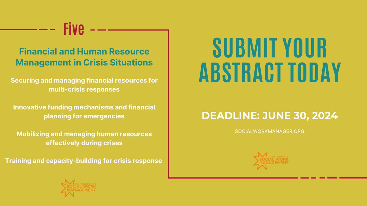 TheNSWM's tweet image. Calling all change-makers! We&apos;re seeking proposals for the 3rd Forward Thinking Summit to showcase transformative practices that address intersecting, multi-system crises. Scroll for ideas! Abstracts due June 30th: bit.ly/3whfs4d
#CallForProposals #MacroSocialWork