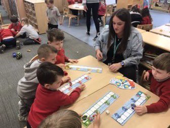 InverkipPrimary's tweet image. Our nursery children played the spider game with Lauren, we waited our turn and shared the dice with our friends. #turntaking 🕷