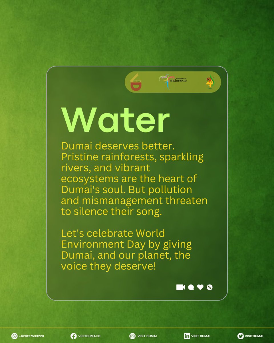 visitdumai's tweet image. Let&apos;s celebrate World Environment Day by giving Dumai, and our planet, the voice they deserve!

#WorldEnvironmentDay
#StopWaterPrivatization 
#ProtectOurHeritage
#VisitDumai