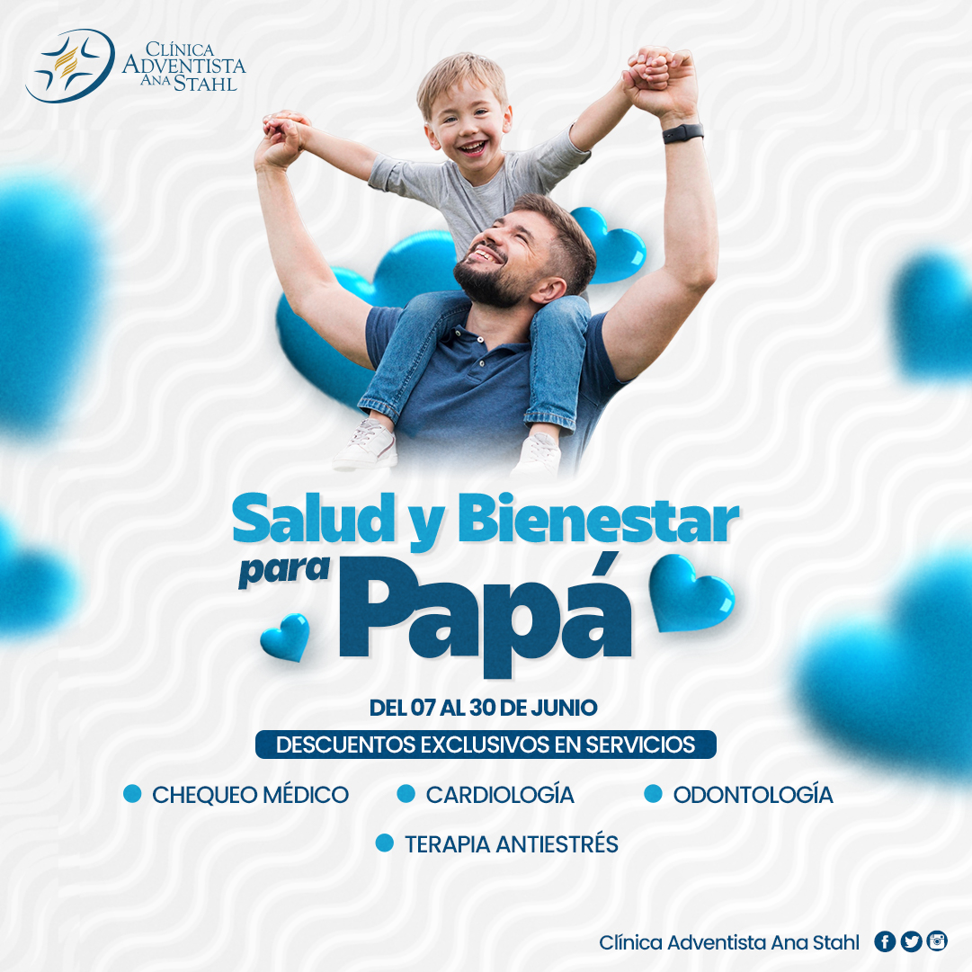 ¡Celebremos el Día del Padre con Salud y Bienestar!💙

✅En la Clínica Adventista Ana Stahl, queremos honrar a todos los papás con nuestros paquetes de descuento “Salud y Bienestar para Papá”.

📷Adquiere tus paquetes hoy :
📷Central WhatsApp : wa.me/51987168876