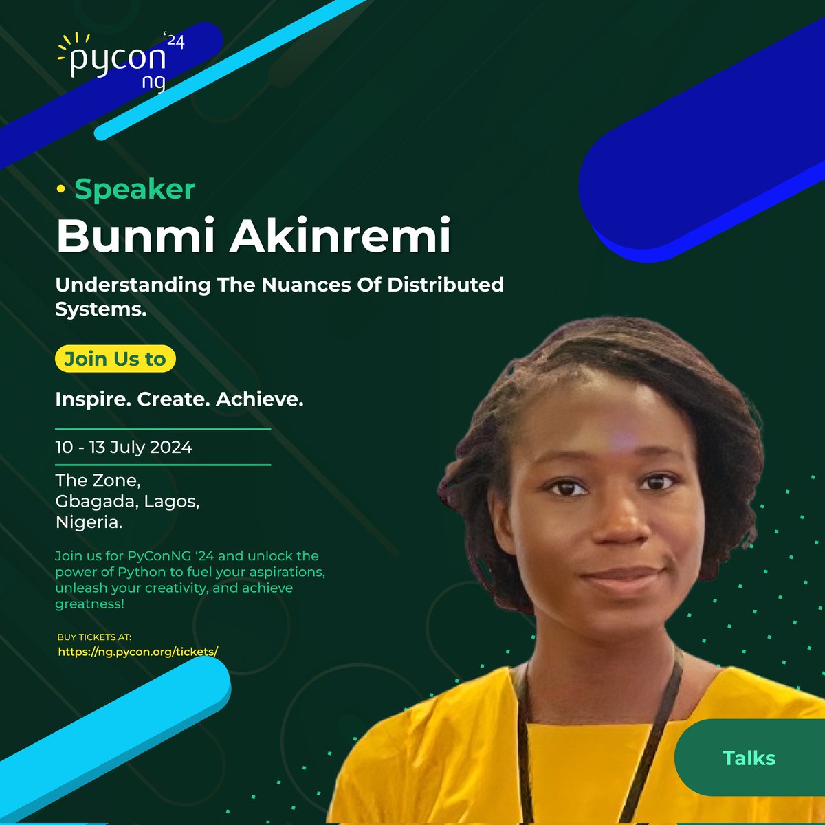 PythonNigeria's tweet photo. Excited to announce that  Bunmi Akinremi will be at #PyConNG

@bumie_rose is a Microsoft Certified AI Engineer and seasoned Machine Learning Engineer with a thriving career in the advertising industry at Kochava. 

Block your calendars! Get your tickets - https://t.co/9n4wClRc46 https://t.co/NZb8qj2nsp