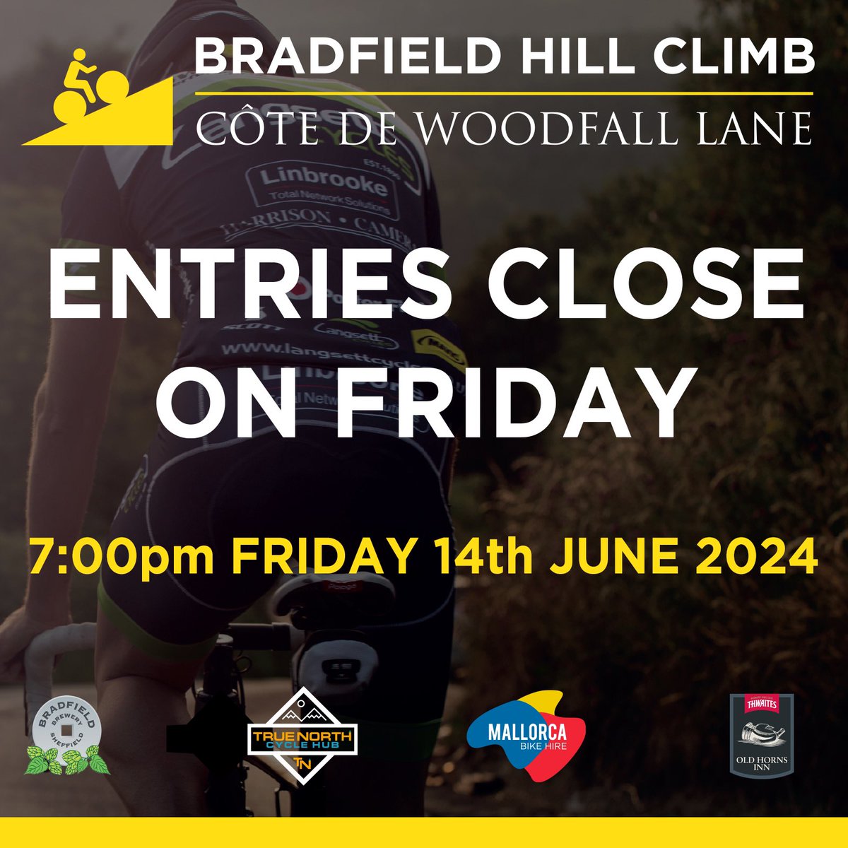 A reminder that entires close for the Bradfield Hill Climb on Friday night. We have a good entry list already, so it’s looking like a great night of hill climbing. Entry link here: sheffrec.cc/bradfield-hill…