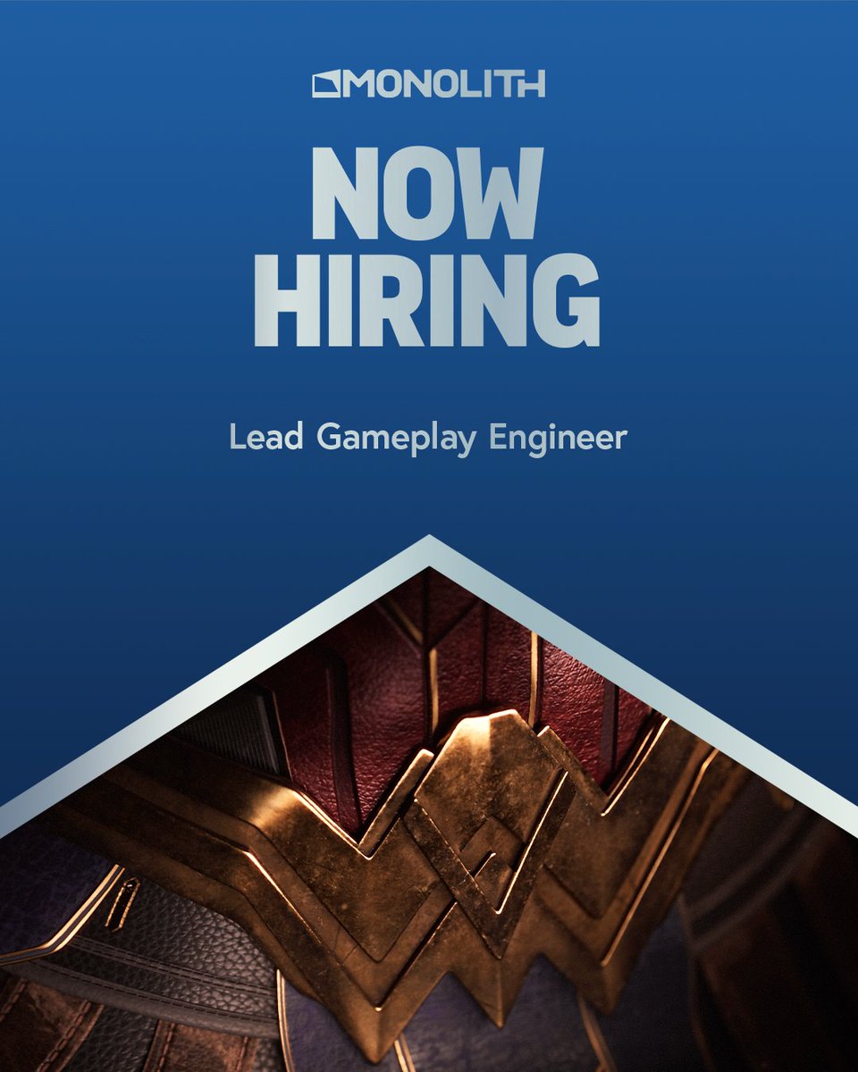 🌟 Are you ready to lead an epic journey? Monolith Productions is seeking a Lead Gameplay Engineer for our upcoming #WonderWomangame! 🎮 Could you be our ideal superhero?
Lead, innovate, and inspire with us! Dive into details and apply: lith.com  🛡️💥#videogamejobs