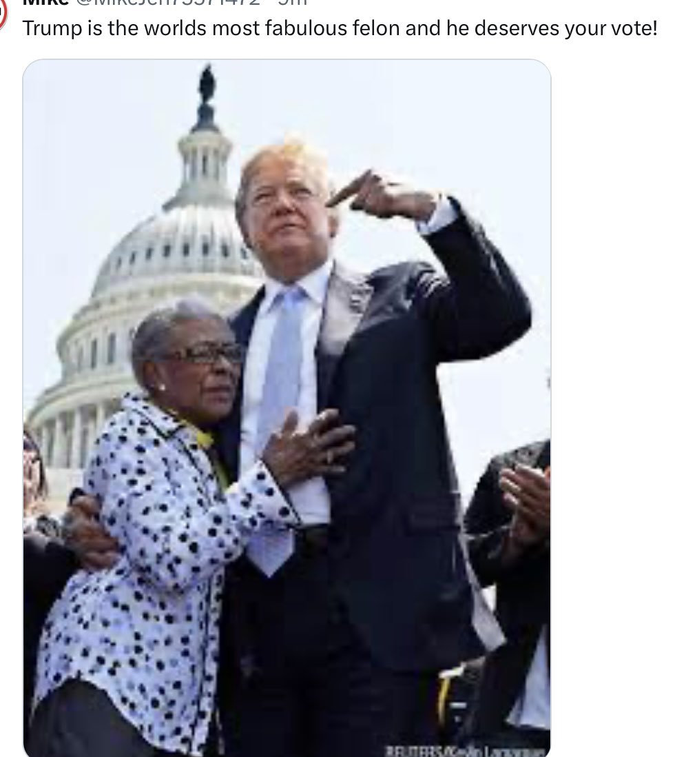 BlondeMAGAinNJ's tweet photo. @Mollyploofkins I’m voting for the felon. https://t.co/AvCMcWp3Zr