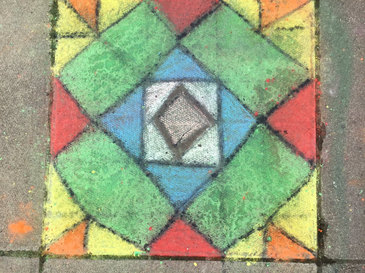 year6Hunmanby's tweet photo. Loving art week. We transferred our Rangoli designs onto the paving slabs outside the classroom today while our paper mache butterflies dried, ready for painting tomorrow. Pics to follow. https://t.co/qkBEVAiqP1