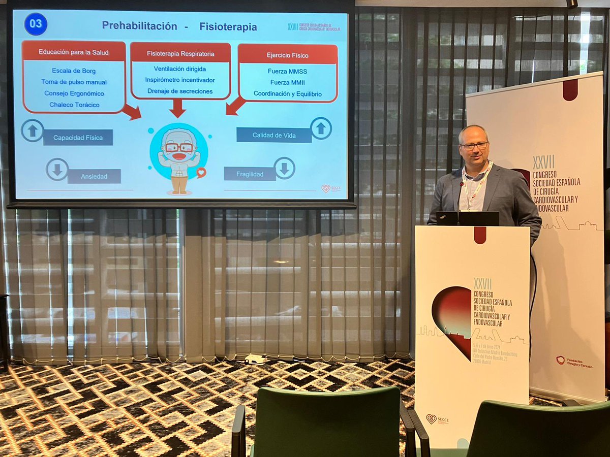 <a href="/AefCardio/">AEF-CARDIO</a> Aportando nuestro granito de arena a la <a href="/SECTCV/">SECCE</a> 
Prehabilitación en Cirugía Cardiaca.
Comunicación Oral de los Resultados de nuestro estudio piloto en el Congreso Nacional de Cirugía Cardiovascular y Endovascular
#SECCE
