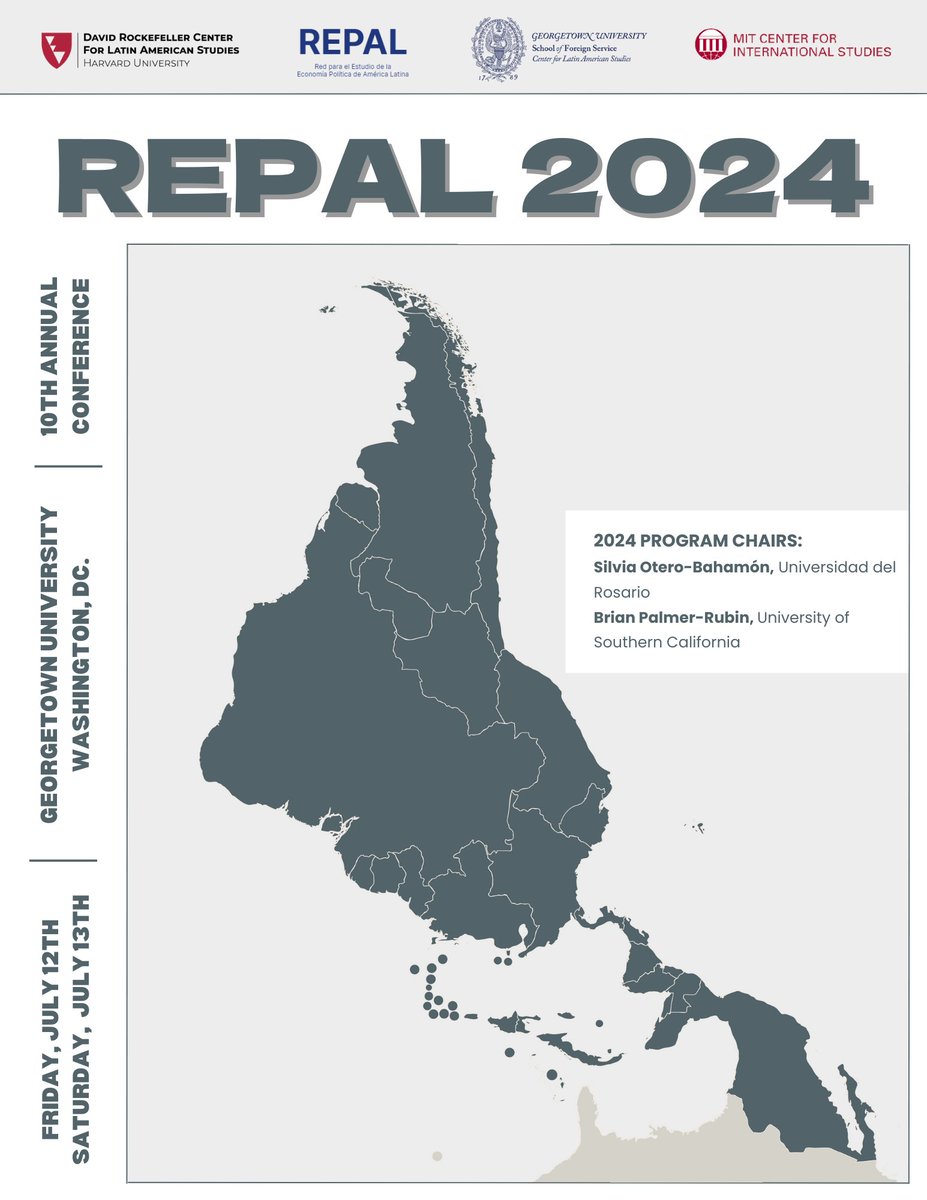 🎉The program for the 10th annual #REPAL2024 Conference is out!🎉Explore panels on environmental politics, econ inequality, political polarization, and more. Don't miss our keynote roundtable on "The US Elections’ Implications for Latin America"
#PoliticalEconomy #LatinAmerica 📚