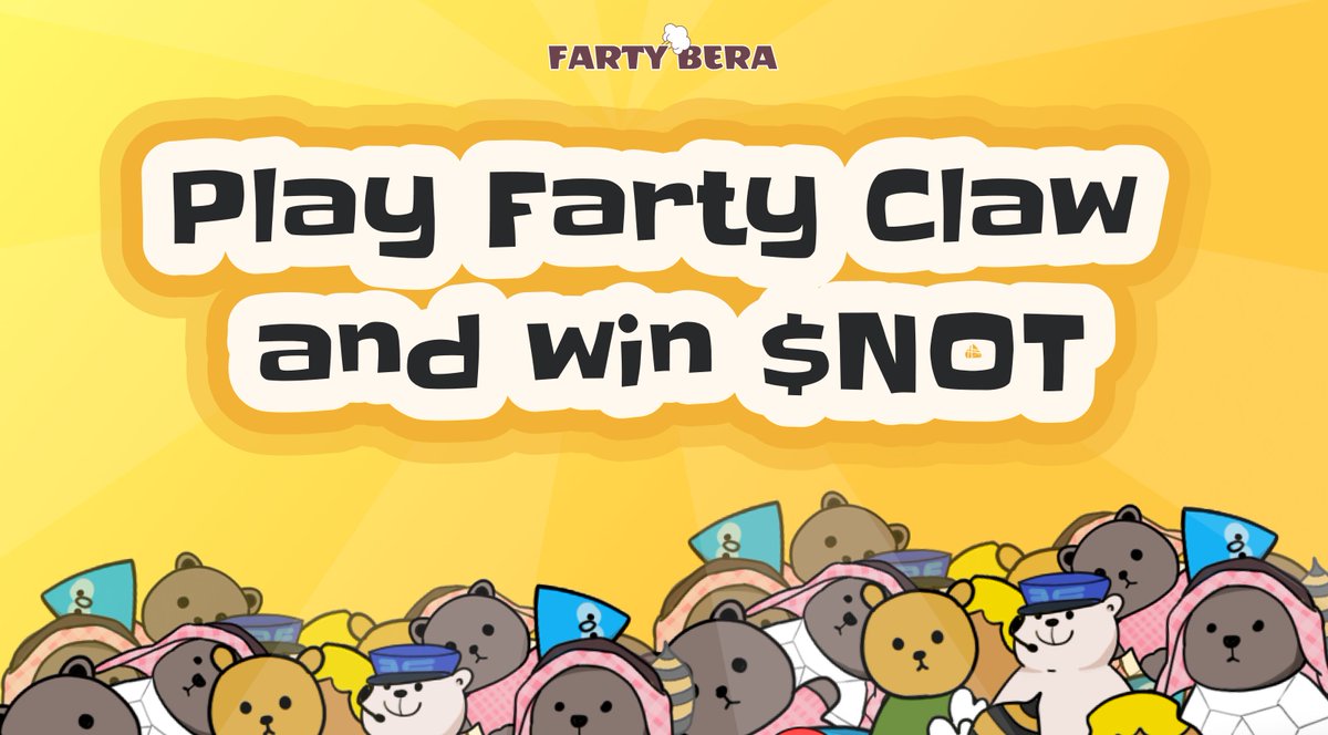 fartybera's tweet photo. How to win $NOT

Complete the @notcoin campaign to earn $NOT now. Play FartyClaw and earn Honey Coins for future drops.

Tremendous amounts of $NOT are up for grabs for Farty gamers. Complete the campaign now at https://t.co/kgLT3jOOoH