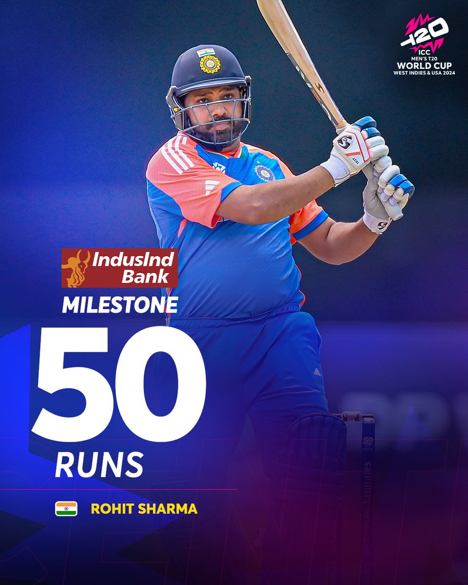ICC's tweet photo. At his absolute hitting best 💥

Rohit Sharma starts his #T20WorldCup 2024 campaign in style with a @MyIndusIndBank Milestone 🙌

#INDvIRE https://t.co/MZY89ZxU7p
