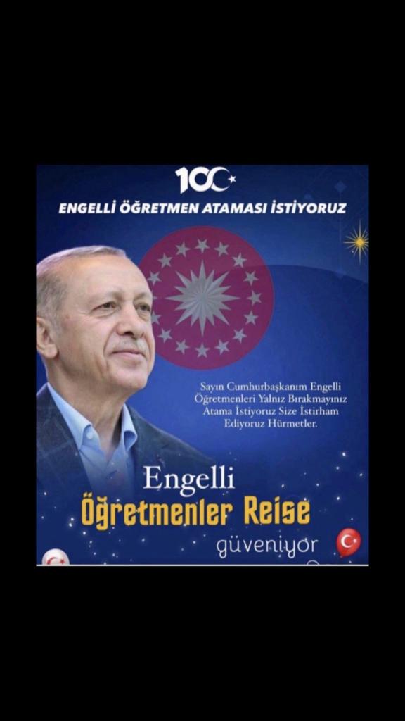 MECoban65's tweet photo. #2000EngelliÖğretmenMüjdeBekliyor

Sayın Cumhurbaşkanımız, bir avuç engelli öğretmeni bırakmaz. https://t.co/QfMMMHYZj0