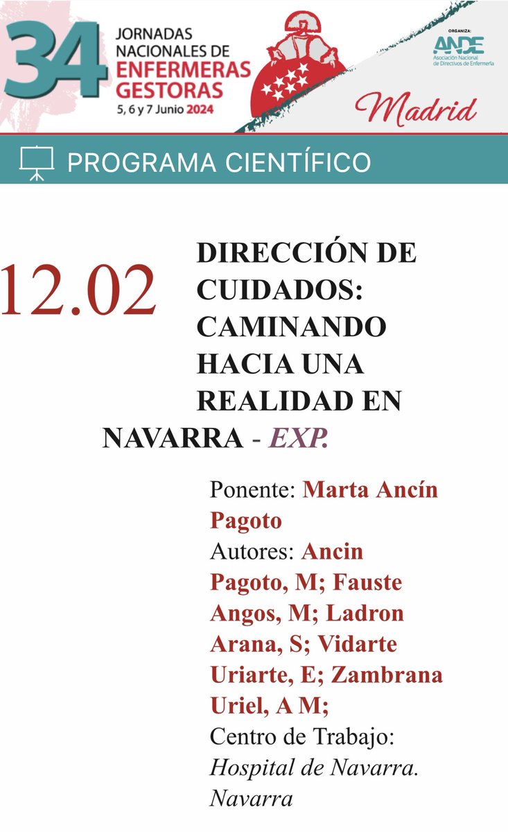 Caminando todos juntos hacia una Dirección de Cuidados en Navarra #34Jornadas ANDE 👏👏
