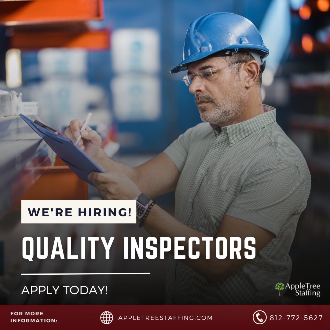 AppleTreeIndy's tweet photo. We are #hiring Quality Inspectors in Bloomington.

Apply Here!
https://t.co/CKeTiHfZj9 

#AppleTreeStaffing #hiring #jobs #opentowork #recruiting #NoTempJobs #Indianapolis #Greenwood #Bloomington https://t.co/veQY9iB9wD