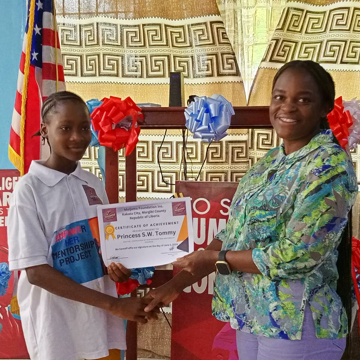SajeryB's tweet photo. On June 1, 2024, we honored an invitation from the Moijama Foundation to served as guest speaker for the closing ceremony of her "Empower Her" Mentorship and Skills training.I had the opportunity to share my experience with these young girls and how I have overcome my challenges. https://t.co/IoWhP6u3yn