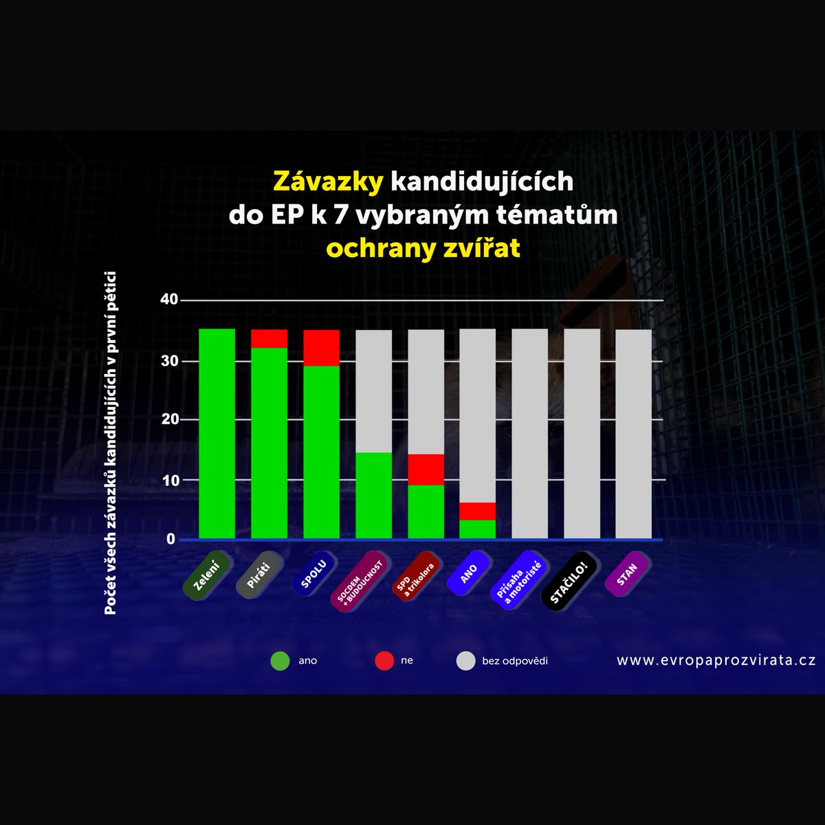 NESEHNUTI's tweet photo. ⏰ Už tento pátek jsou volby do #Evropskyparlament. Které strany se plánují zasadit o práva zvířat? Podívejte se na náš souhrn, ať máte u voleb jasno: https://t.co/fdGonjHRr8

Děkujeme za spolupráci na kampani @CIWF_CZ, @ObranciZvirat a @svobodazvirat. https://t.co/v1fDE5jyPH