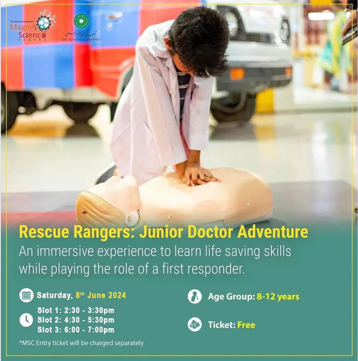 Faisal.Ismail (@faisalwismail) on Twitter photo CIME is thrilled to present "Rescue Rangers: Junior Doctor Adventure" workshop in collaboration with the Magnificence centre <a href="/DawoodTdf/">Dawood Foundation</a>, an immersive experience to help your children learn life-saving skills as a first responder! Details in the flyer! No registration required! CIME is thrilled to present "Rescue Rangers: Junior Doctor Adventure" workshop in collaboration with the Magnificence centre <a href="/DawoodTdf/">Dawood Foundation</a>, an immersive experience to help your children learn life-saving skills as a first responder! Details in the flyer! No registration required!
