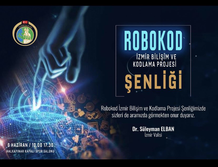 menderesmem's tweet photo. İzmir’de  teknoloji ve inovasyon dolu bir gün için tarih 6 Haziran ! 

#Robokodİzmir
 
@tcmeb 
@Yusuf__Tekin 
@izmirvaliligi 
@drsuleymanelban 
@izmir_ilmem 
@AliMusaBina https://t.co/qC8bfDwATL