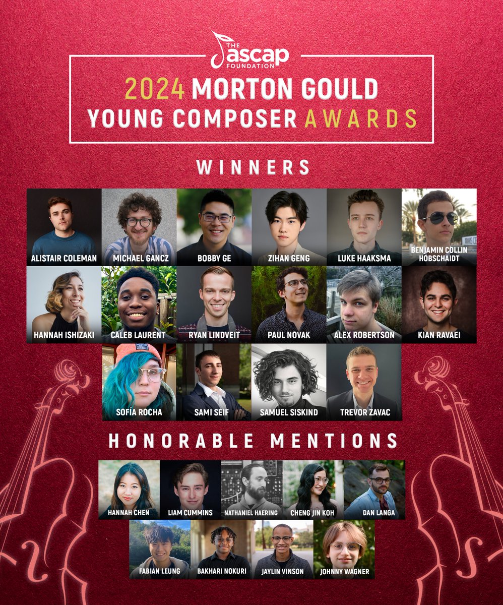 Congratulations to the winners of the 2024 Morton Gould Young Composer Awards! 🎉👏