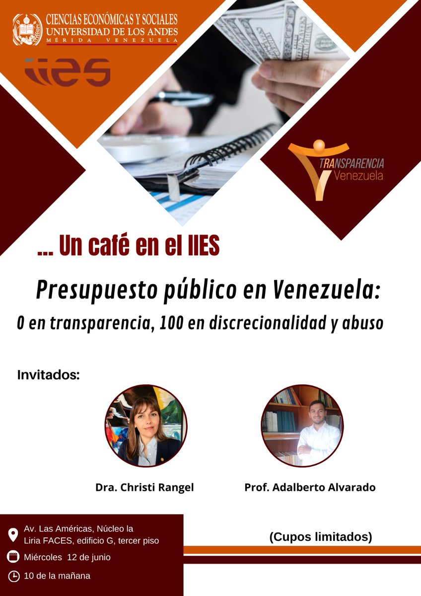 leoperiodista's tweet photo. Conversatorio: *Presupuesto público en Venezuela: 0 en transparencia, 100 en discrecionalidad y abuso*
Fecha: Miércoles 12 de junio 
10:00 a.m.
Lugar: IIES ULA, Edificio G, Tercer piso
https://t.co/VSEfYv680C                               
 #FACESULA #IIESULA #preaupuestoabierto https://t.co/xp1eIhp8C6