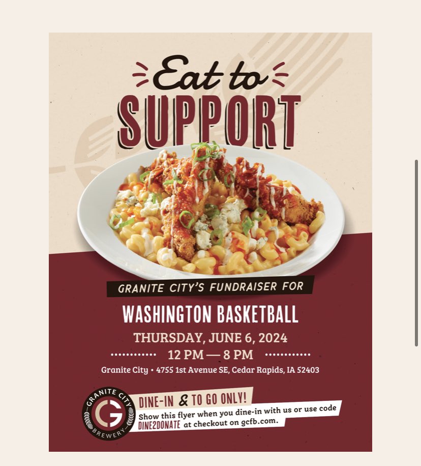 Tomorrow we are at Granite City from 12-8pm. Come support us and eat some great food!