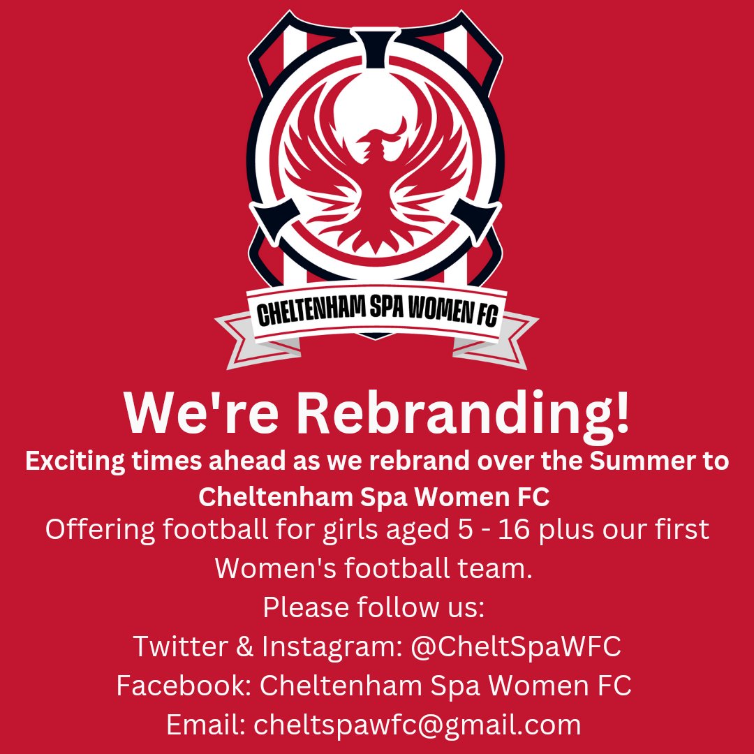 CTLadiesYouth's tweet photo. 🚨 BIG NEWS - WE'RE REBRANDING 🚨
We're excited to share with you that we have changed our Club name to Cheltenham Spa Women FC. This will enable a pathway for all our girls into Women's football. Come follow us on our new Twitter platform @CheltSpaWFC https://t.co/F1d73w2E1g