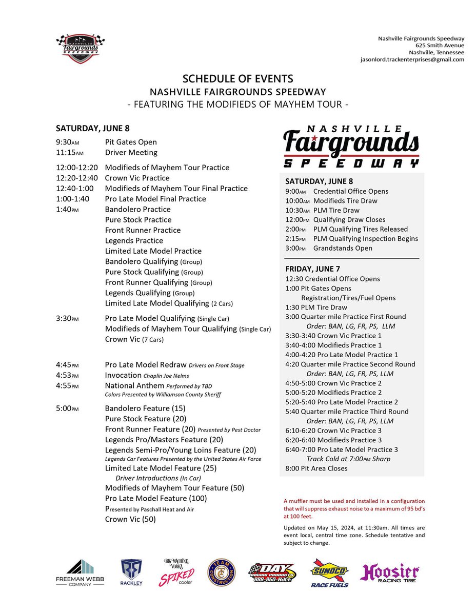 Rackley_WAR's tweet photo. Coming up SATURDAY! @RaceFairgrounds flips the switch on another full night of racing excitement at Music Cityโs historic 5/8-mile!
@dawsonsutton26 and #TylerDiLegge are set to wheel the #RackleyWAR and #MobleySpeed Nos. 26 and 24, respectively! Itโs gonna be fun! ๐๐ป ๐ https://t.co/eqPr94P3J0