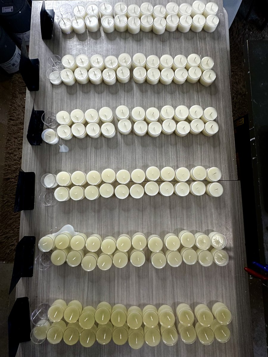 Most satisfying part about pouring tea lights? Seeing the color of hot wax change