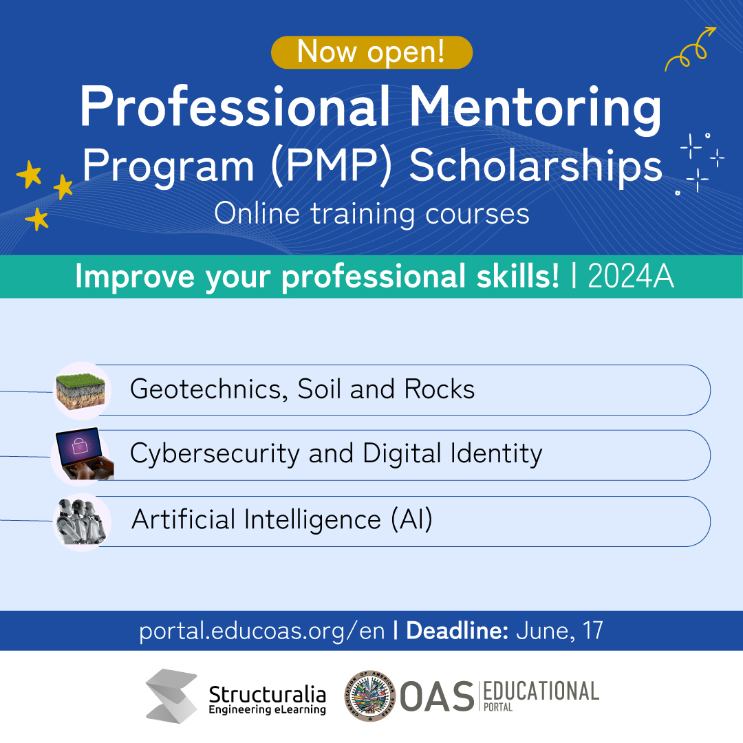 OAS_official's tweet photo. Be sure to check out the offer of Professional Mentoring courses in Spanish available at the following link: https://t.co/gqRe9KTEA1
When you register, you will get a 90% scholarship applicable to the course you want!
@structuralia #PortalEducativoOEA #BecaPMP https://t.co/iFVn5X48XY