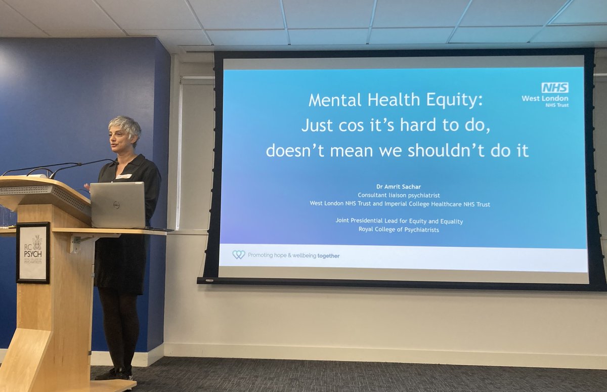 ⁦The wonderful <a href="/apksachar/">Amrit Sachar 🇵🇸 #StopTheGenocide</a>⁩ - last year’s ⁦<a href="/rcpsychLDN/">rcpsychLDN</a>⁩ psychiatrist of the year - on #equity in mental health #RCPsychLDNAwards ⁦<a href="/SuhanaAh/">Suhana Ahmed</a>⁩