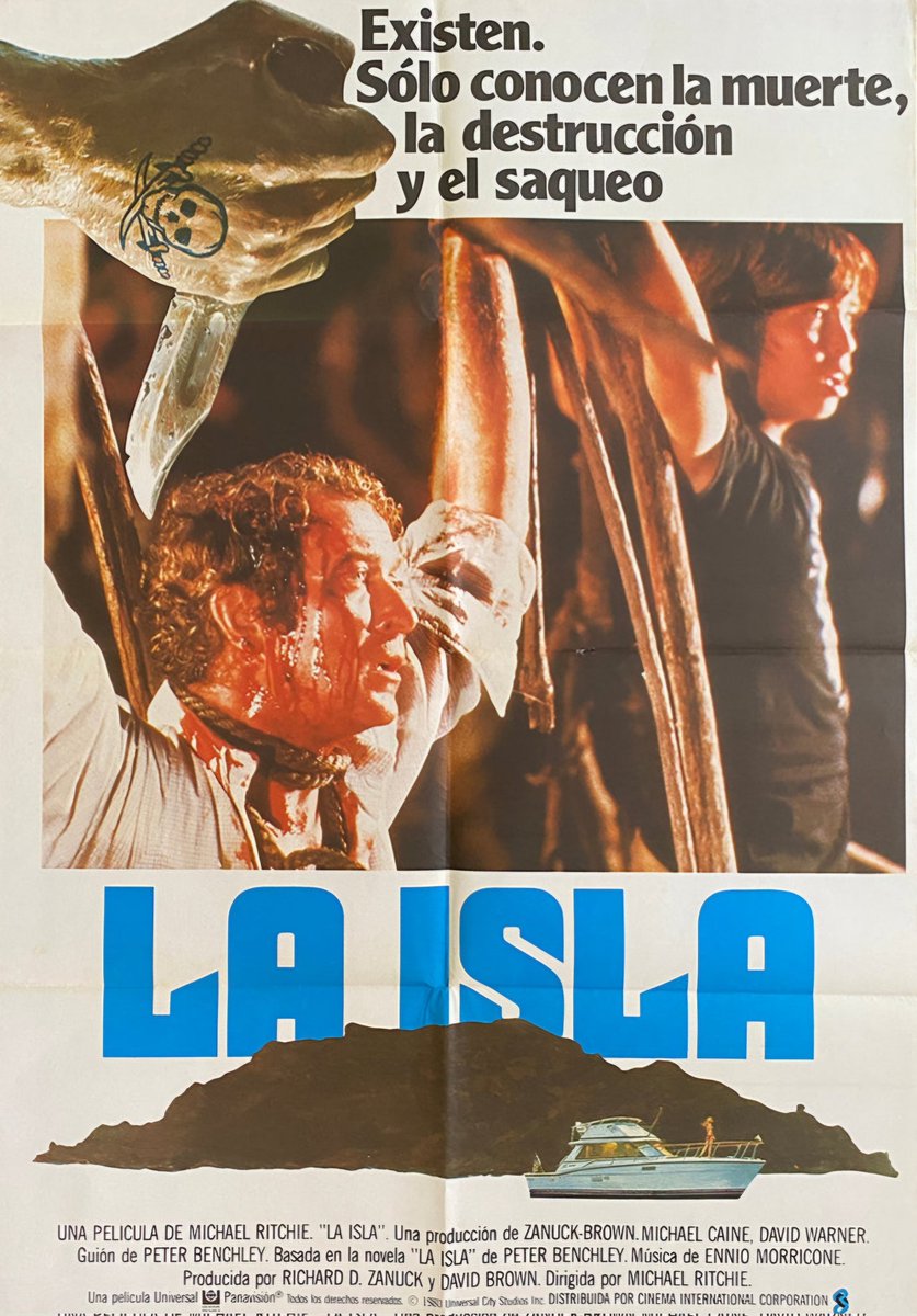 TheFilmFair's tweet image. Spanish film poster for #TheIsland (1980 - Dir. #MichaelRitchie) #MichaelCaine #DavidWarner