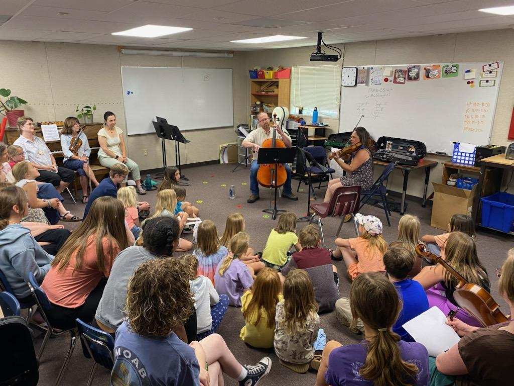 Happening now... Moab bluegrass group Quicksand Soup plays for our 2024 summer string camp students, while instructor Steve White of Durango, CO, teaches our largest cello student group yet!  #beaconstringprogram
#summermusiccamp
