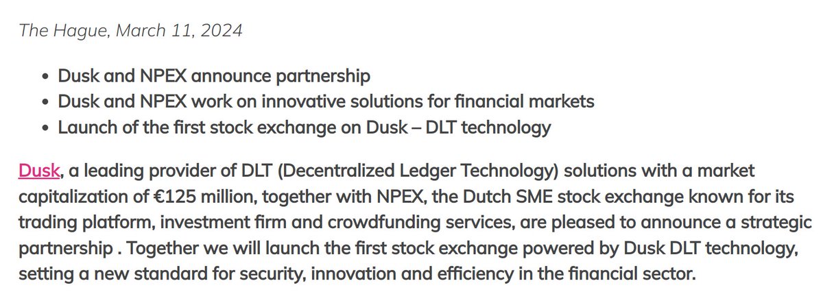 HeinDauven's tweet image. Today @BwreCapital successfully raised 3.8 million USDT in less than 6 hours for their Italian credit bond.  People have no idea yet how ultra bullish this first raise is for $DUSK. The current bond is issued on @ethereum, where it is nothing more than a glorified spreadsheet due…