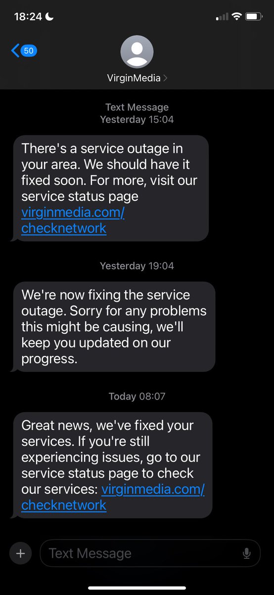 salmd's tweet photo. @virginmedia Horrific customer service!! No Broadband / TV or phone for the past 2 days and no accurate comms about getting it fixed… The irony of having to go online to check the service status… https://t.co/2Px20adIjj