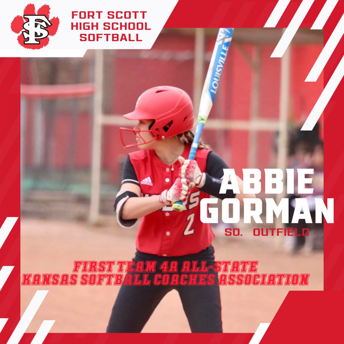 FSHSTigers's tweet photo. Congratulations to FSHS Sophomore Outfielder Abbie Gorman on being named to the 4A All-State Softball team by the Kansas Softball Coaches Association! https://t.co/DHFXSYsyt3