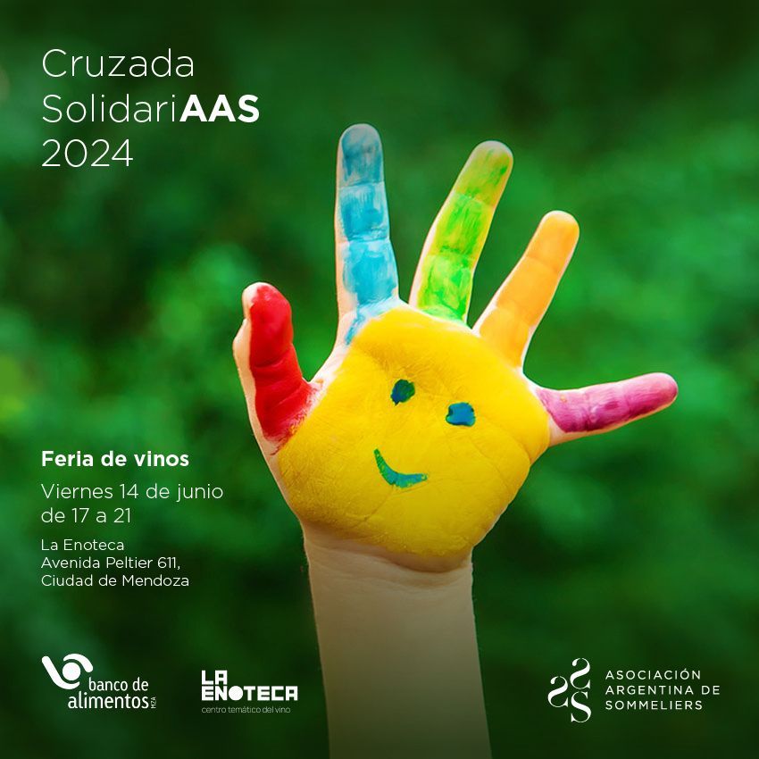 🌞 En una nueva edición de la Cruzada Solidaria de AAS, el viernes 14 de junio de 17 a 21 habrá una feria de vinos en La Enoteca (Avenida Peltier 611, Ciudad de Mendoza).

👉🏻 Quienes asistan deben contribuir con una caja de leche entera en polvo de 800 gr. 

¡Los esperamos!