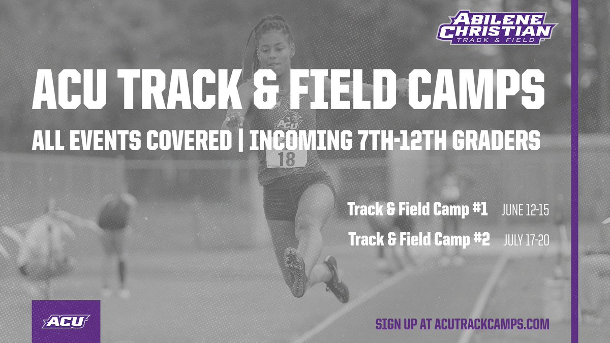ACU_TFXC's tweet photo. 𝙊𝙉𝙀 𝙒𝙀𝙀𝙆 until our first Track Camp of the summer! Still time to sign up for our June 12-15 camp at https://t.co/jdGbUAeQGV.
All events are coached (including NCAA events) as you learn what it means to compete for Christ at the Division I level.
#ACUTF https://t.co/Yv1dJTdi4k