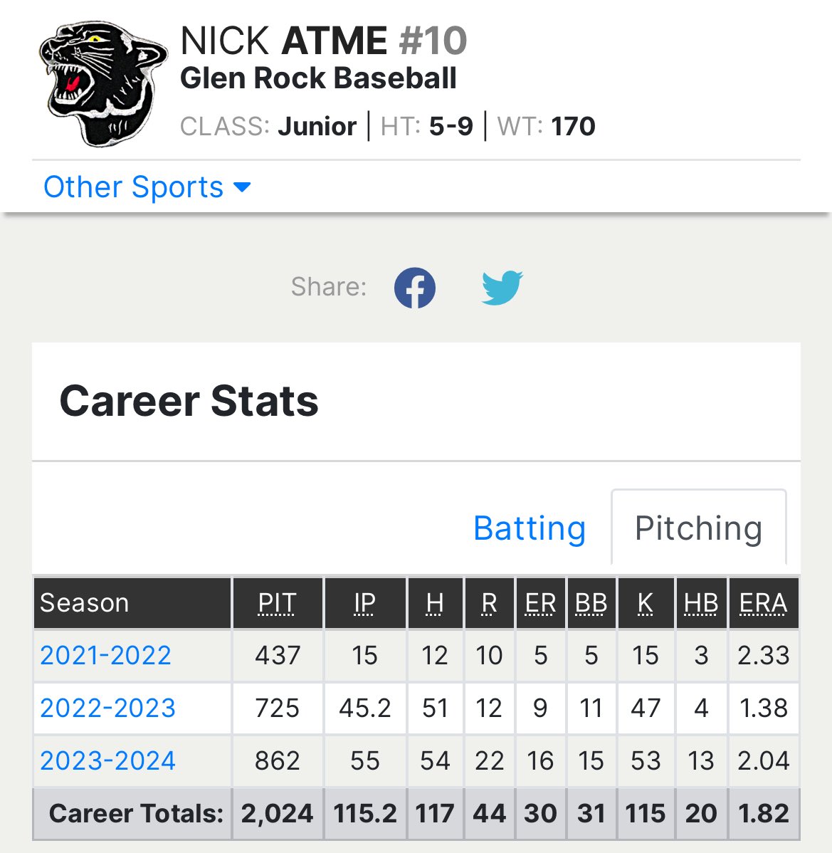 Honored to be named First Team All County and First Team All League! 
Stats are listed below.