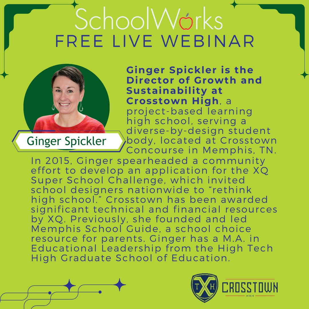 SchoolWorksLLC's tweet photo. ⭐Ginger and Quinn bring a passionate, innovative lens to driving advancements in Equity at @CrosstownHigh. Hear about their work next Tuesday by registering today - we will see you there! #Webinar  #equityineducation https://t.co/ypoSaZbGux
